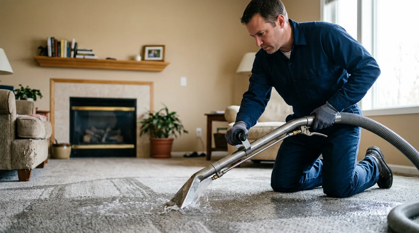 Water damage restoration technician working near Granby, VT